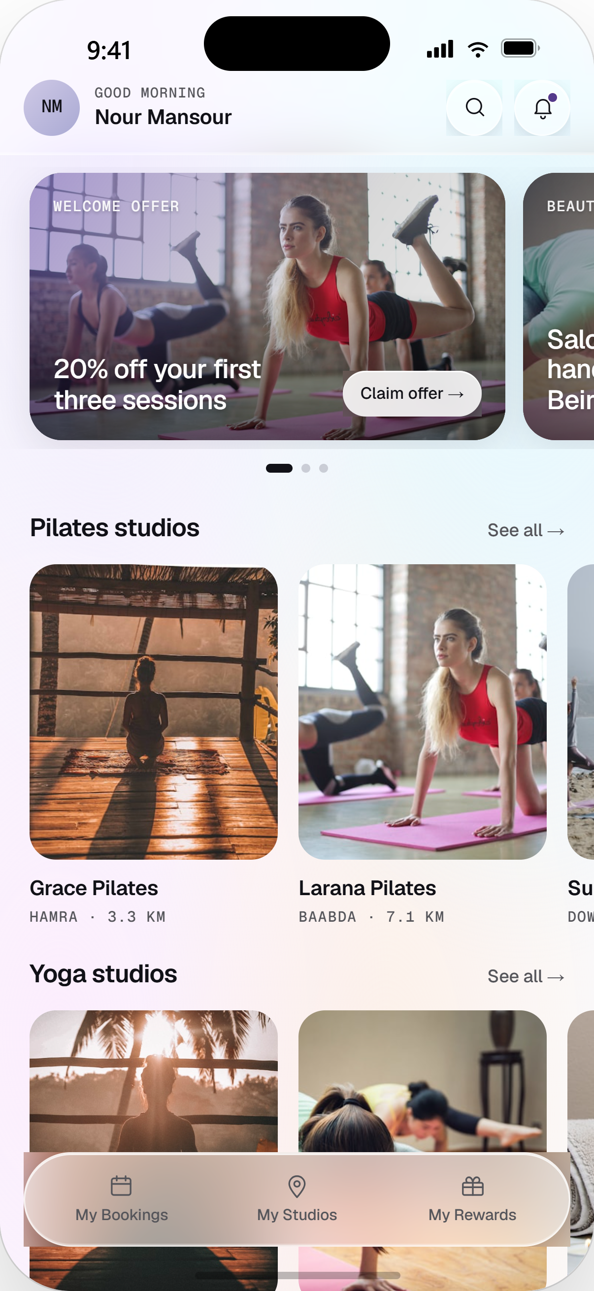 MyFlo app — discover studios